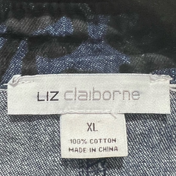 Liz Claiborne Blue and Black Jean Jacket with velvet Design XL - Picture 2 of 9